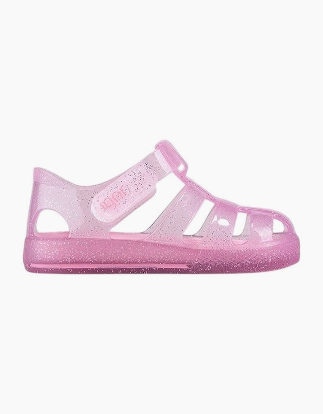 Igor Girl's Girls Pale Pink Glitter Velcro Strap Jelly Sanda