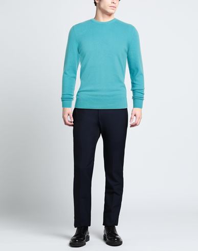 Man Sweater Turquoise Size 38 Merino Wool, Cashmere