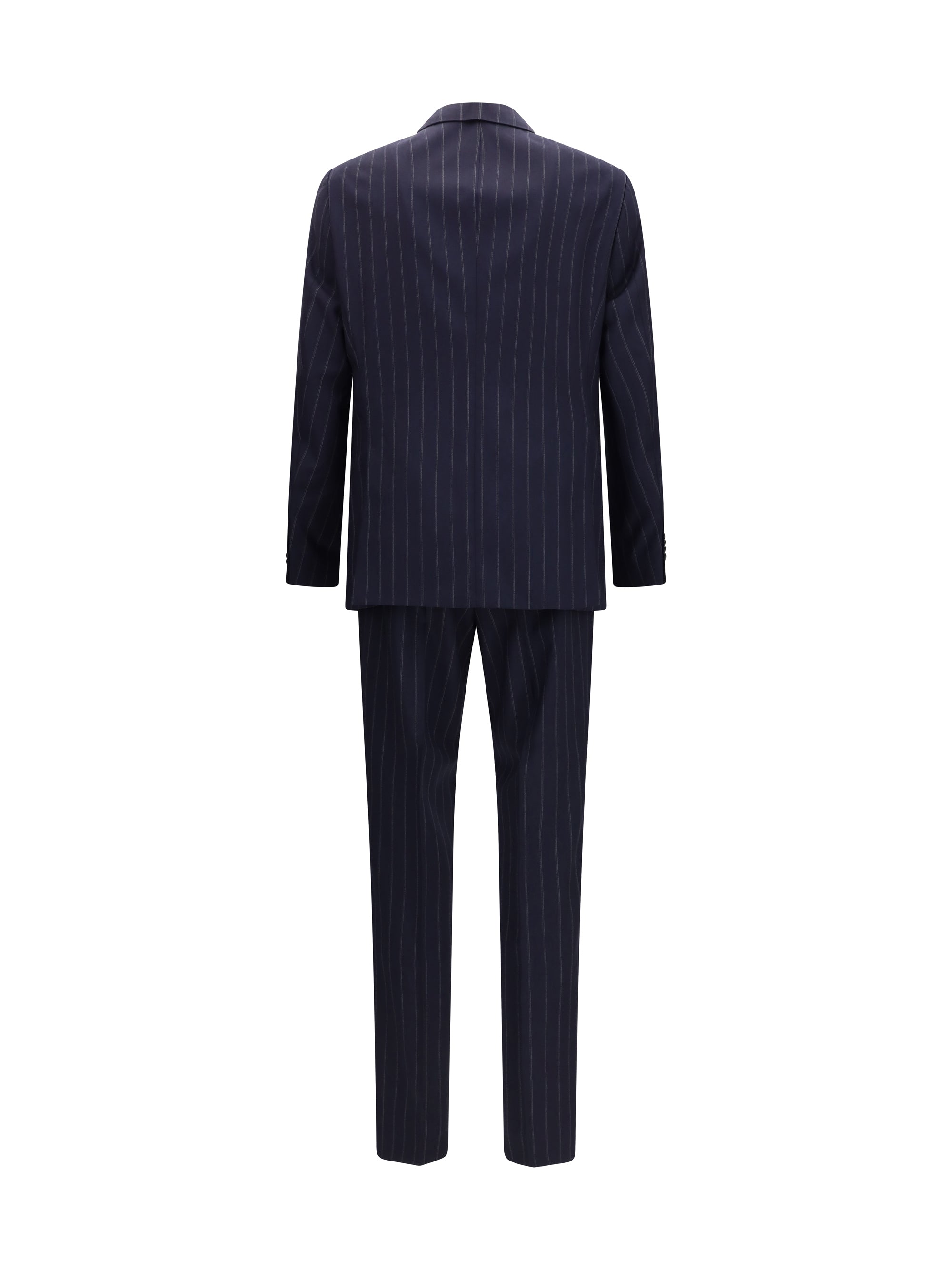 Striped Merino Wool Pant Suit — Navy