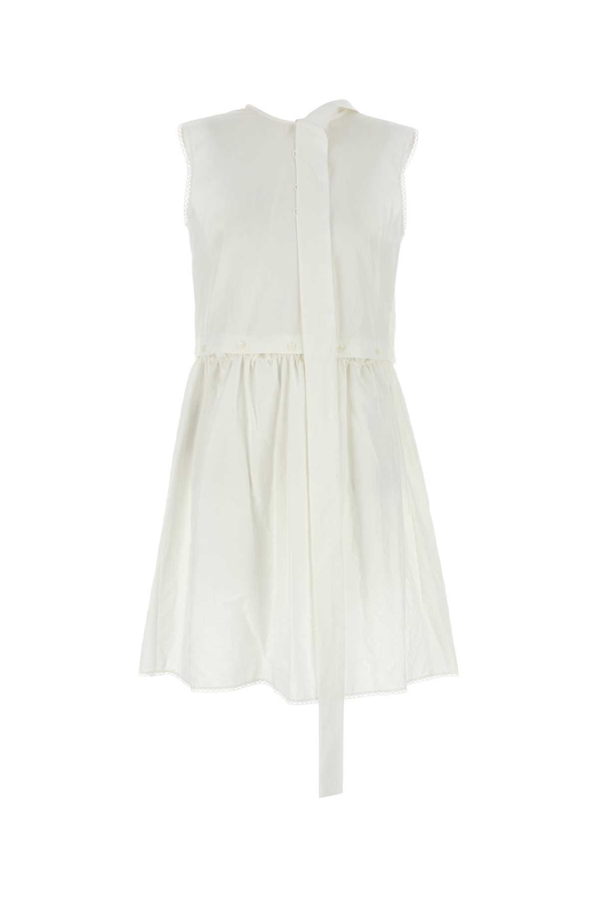 White Slubbed Poplin Dress