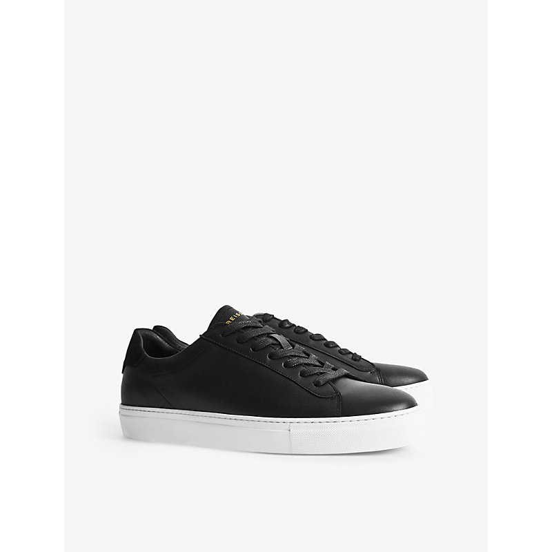Mens Black Finley Leather Low-top Trainers
