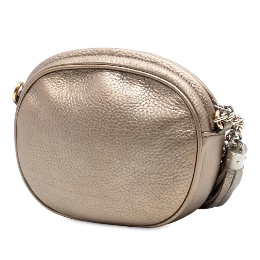 Pre-owned Mini Metallic Pebbled Calfskin Soho Chain Crossbody 353965 498879