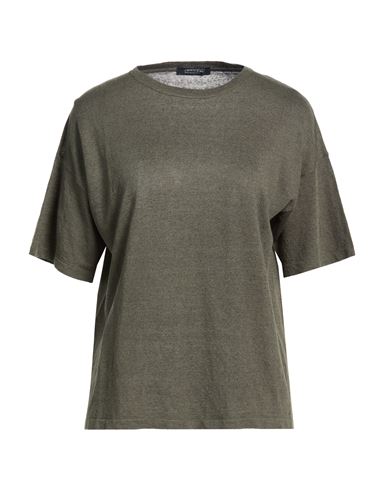 Woman Sweater Military green Size 4 Linen, Cotton