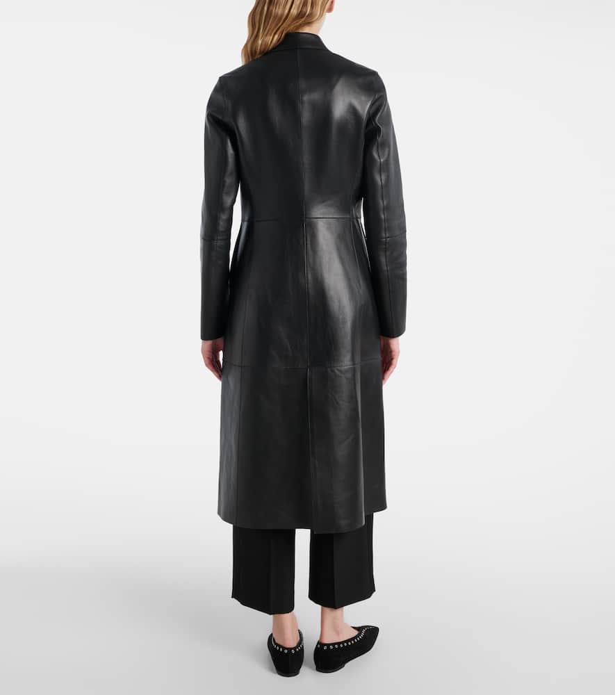 Paneled leather coat