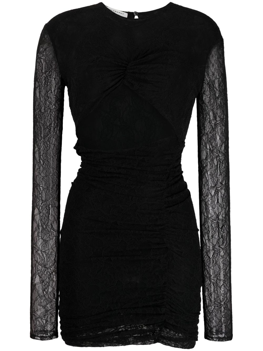 Chantilly-lace ruched minidress - Black