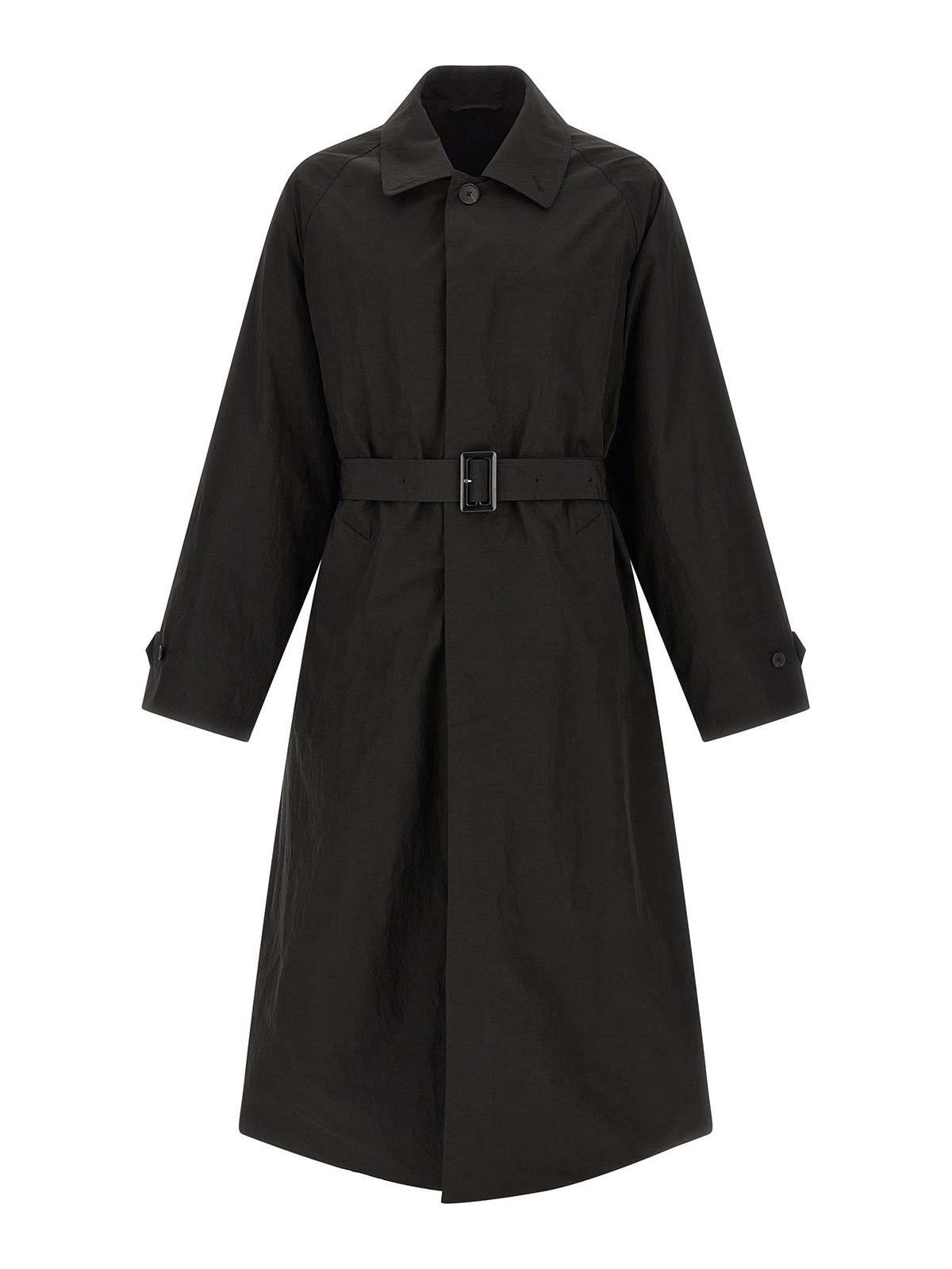 Technical Fabric Trench Coat Black Polyester Nylon Cotton Coats - Men