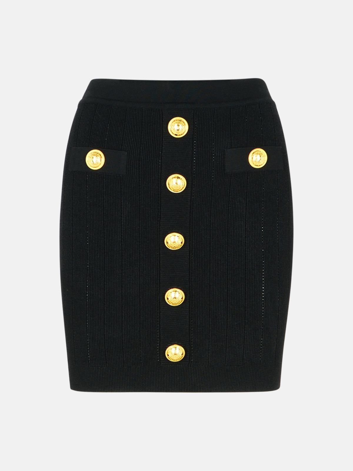Black Viscose Blend Miniskirt