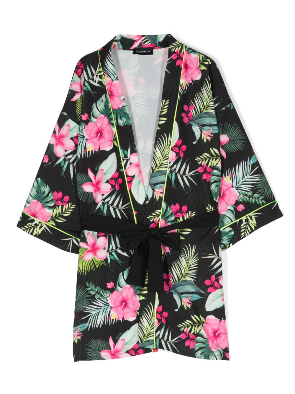 Floral-print jersey jacket - Black