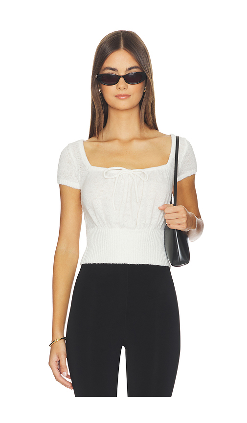 MAJORELLE Denise Short Sleeve Sweater in Ivory. XS. Also in XXS, S, M