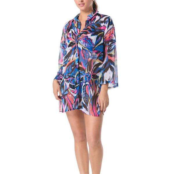 Women's Paradise Abstract Divinity Dress Swim Cover Up Small Black Multi