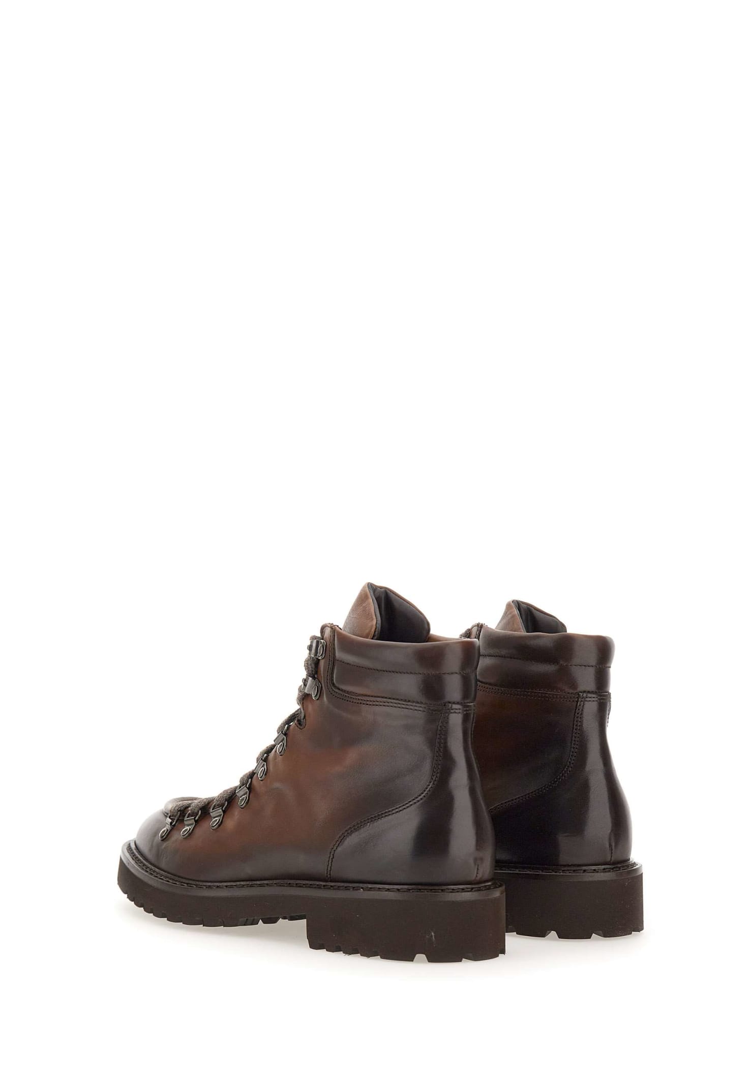 Ankle lace-up fastening boots - Brown
