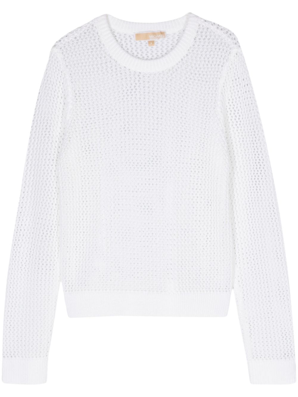 Crew-neck open-knit jumper - White
