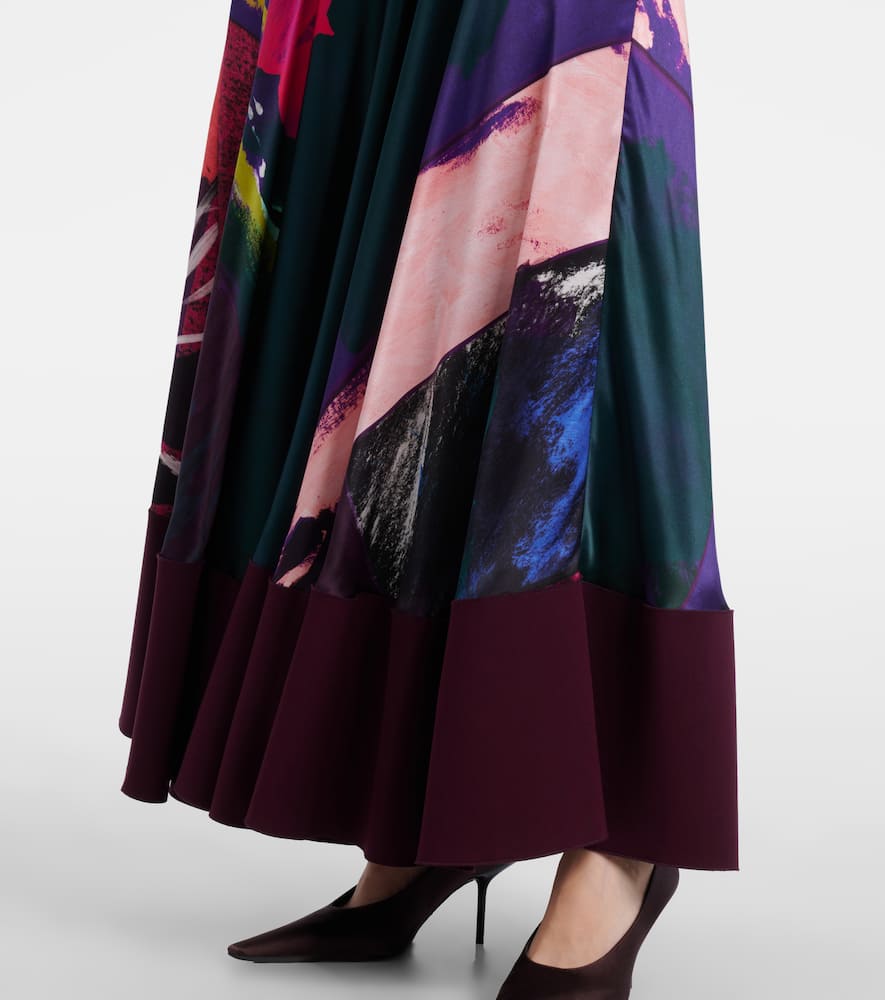 Munir printed silk satin gown