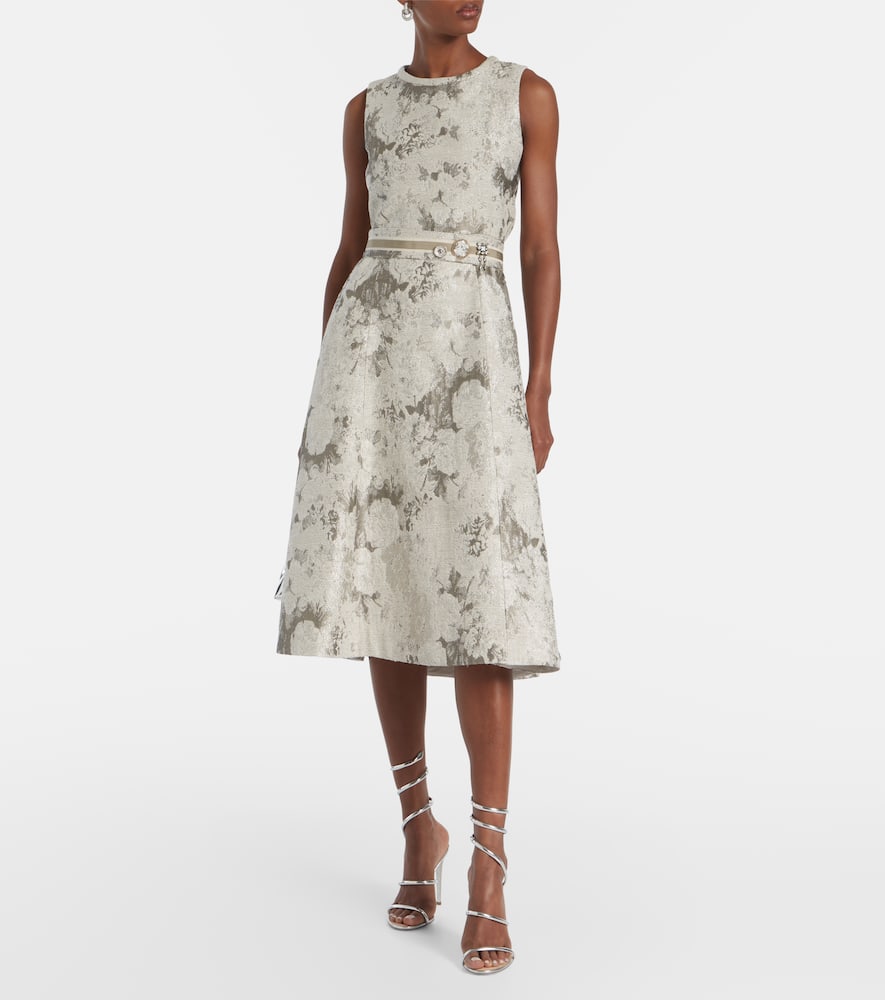Cotton-blend jacquard midi dress