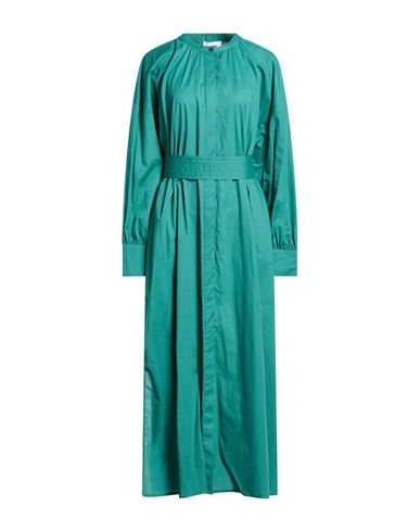 Woman Midi dress Green Size 12 Cotton, Elastane