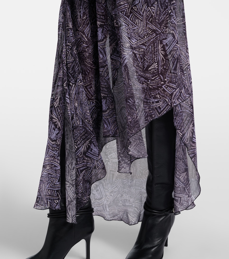 Tylena printed silk georgette ruffled midi dress