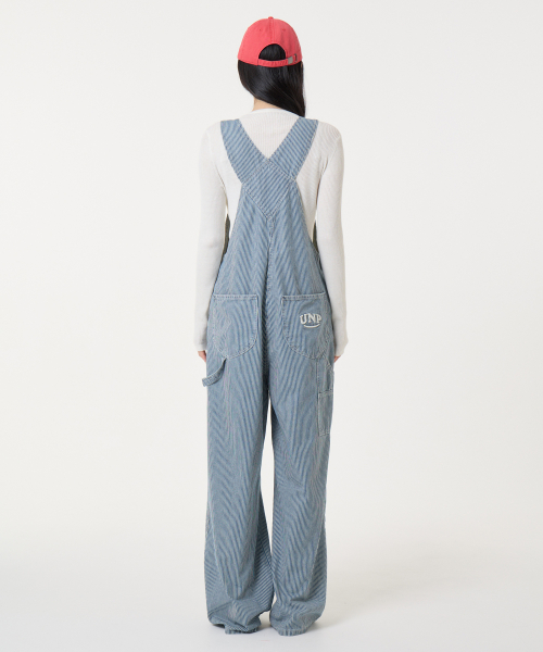 Striped oversized overalls blue