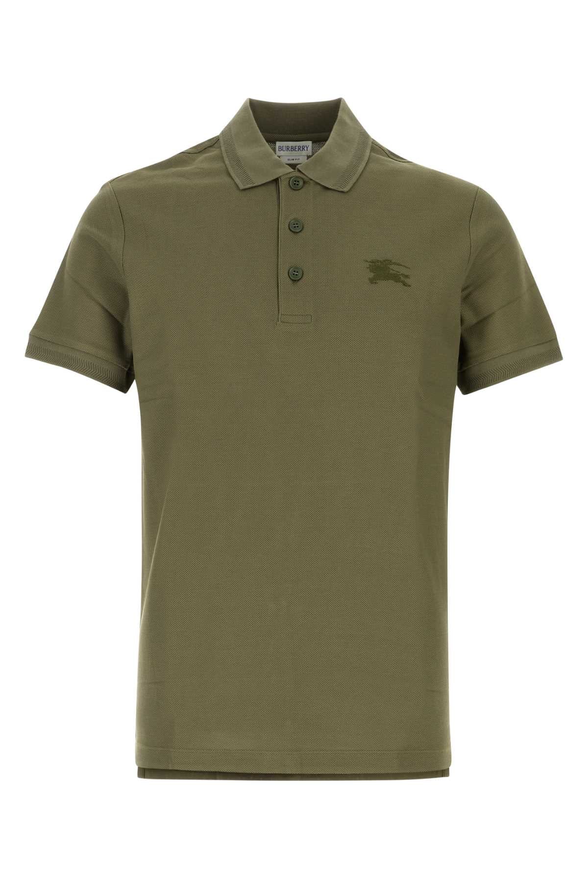 Logo-Embroidered Piquet Cotton Polo Shirt — Olive