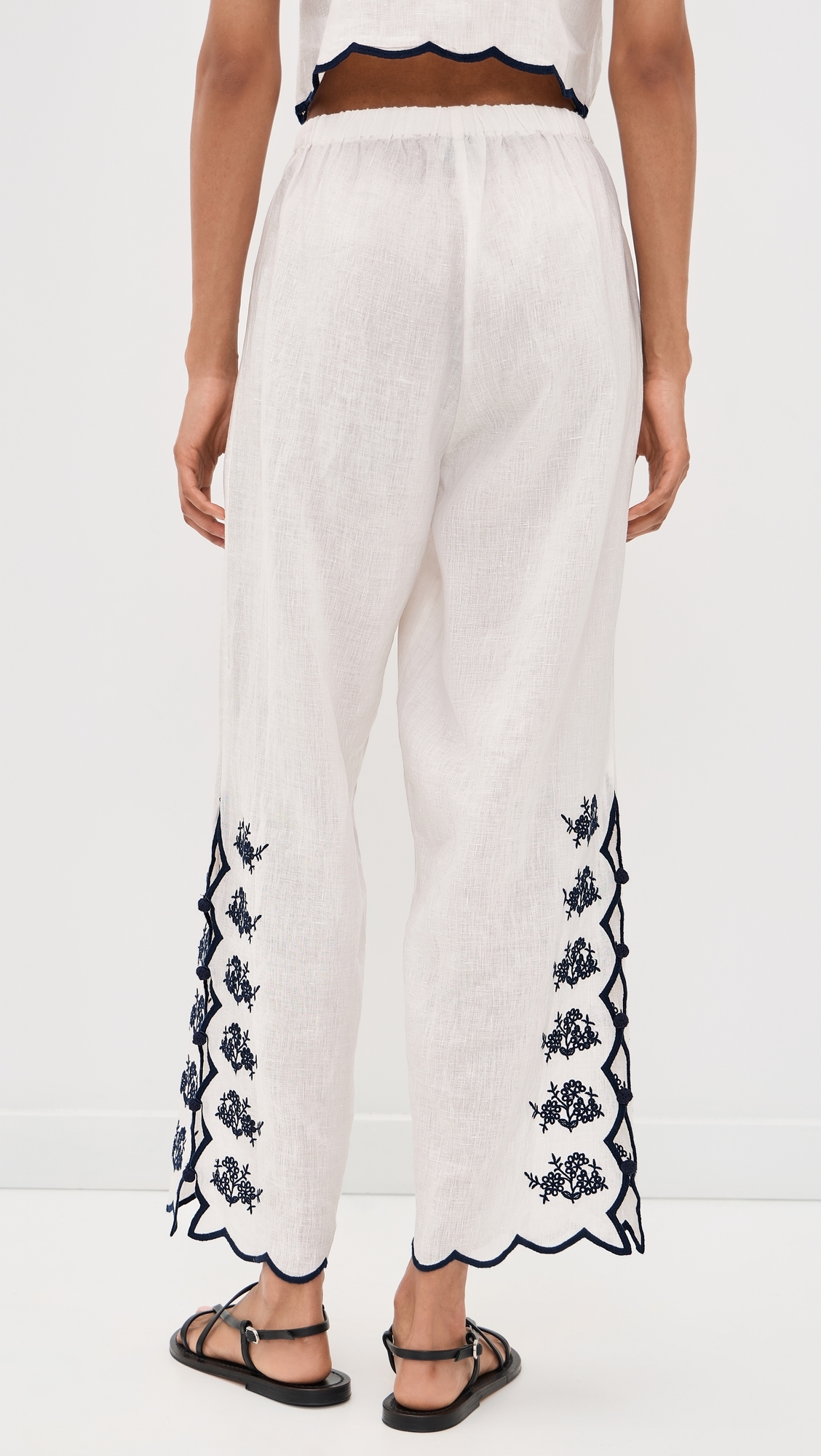 Madrid Embroidered Linen Pants Macadamia