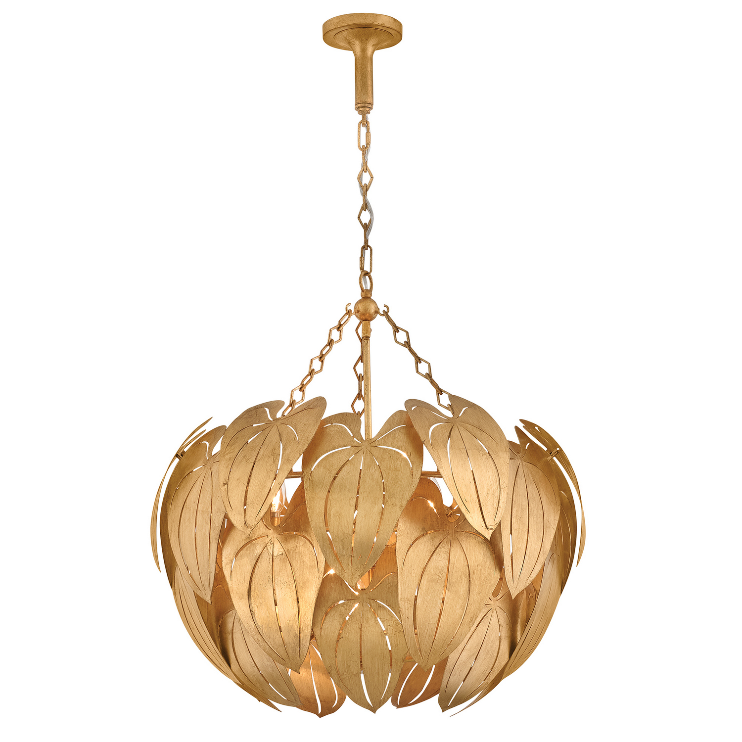 Distressed Brass LED Chandelier from the Camille Collection