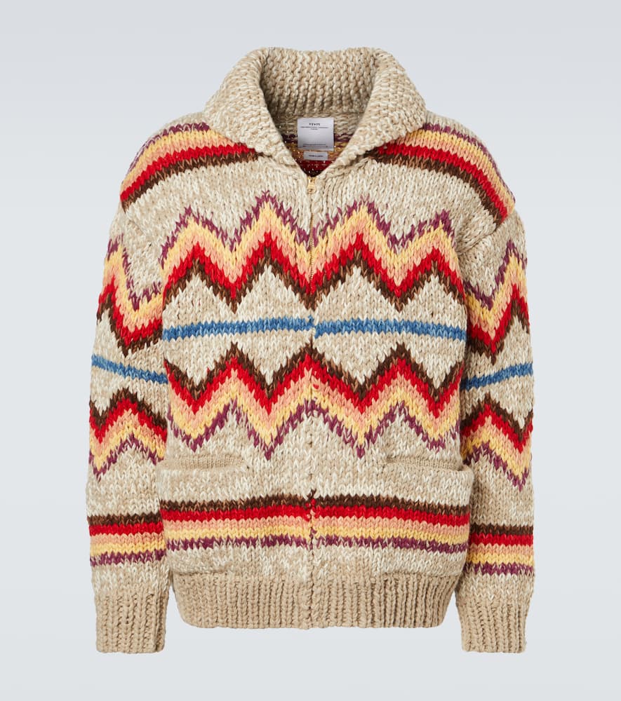 Wool and cashmere jacquard cardigan