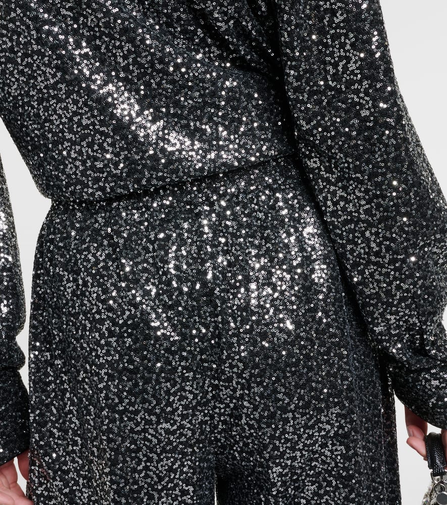 Sequined high-rise wide-leg pants