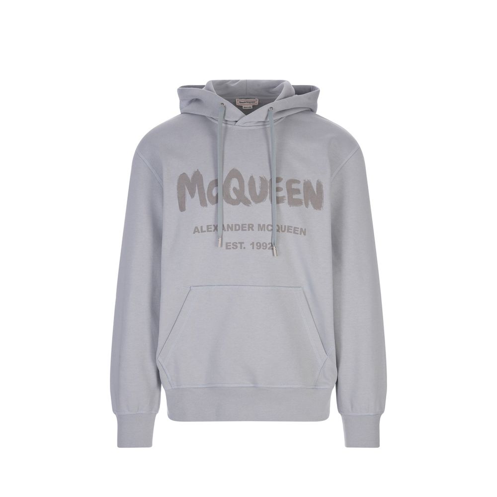 Logo-Print Cotton Hoodie — Gray
