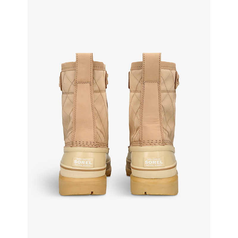 Womens Beige Comb Caribou Logo-print Woven Ankle Boots