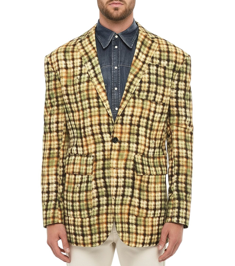 Yellow Notched Lapel Jacket