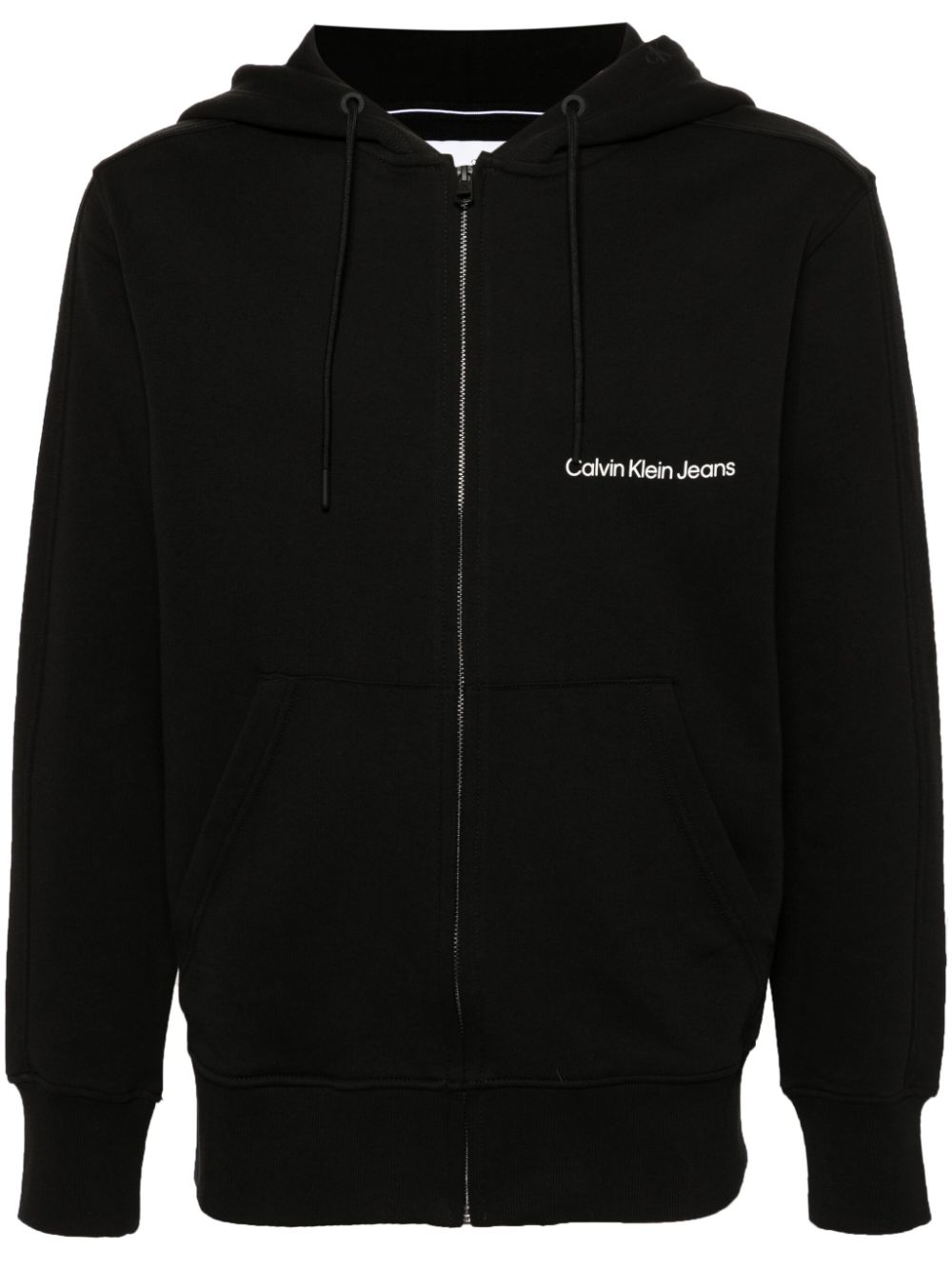 Logo-print zipped hoodie - Black