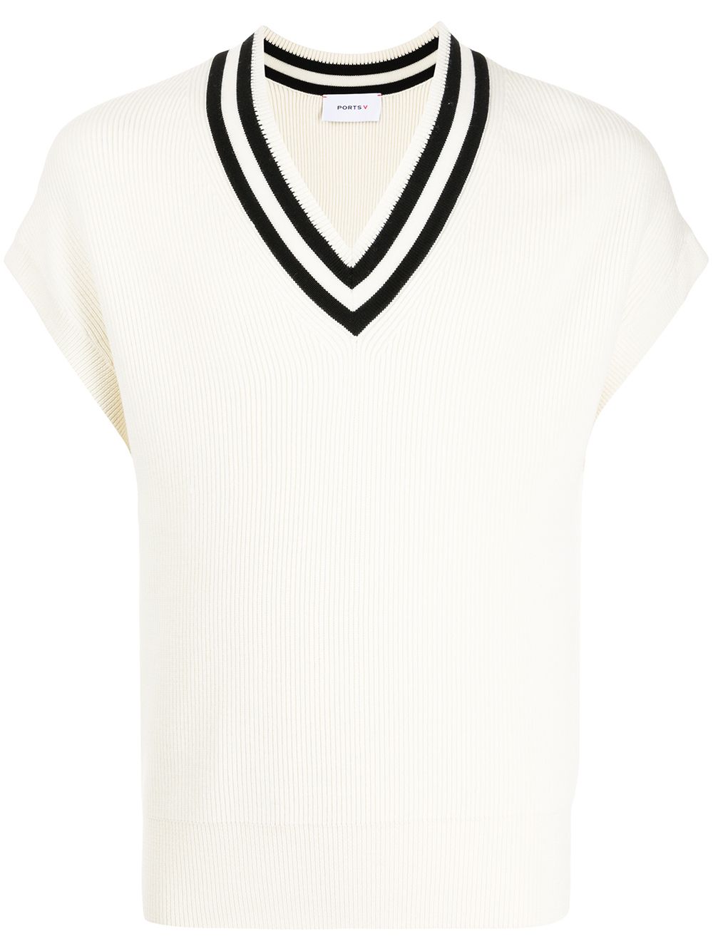 Striped wool vest - White