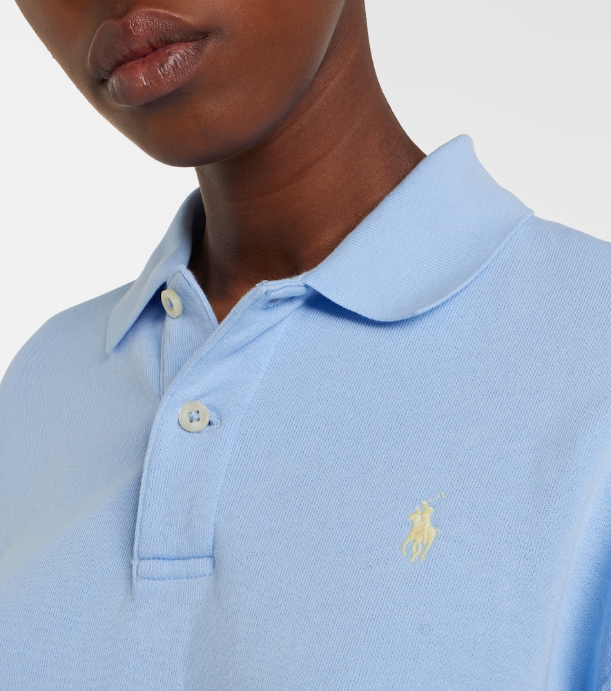 Cotton-blend fleece polo sweatshirt