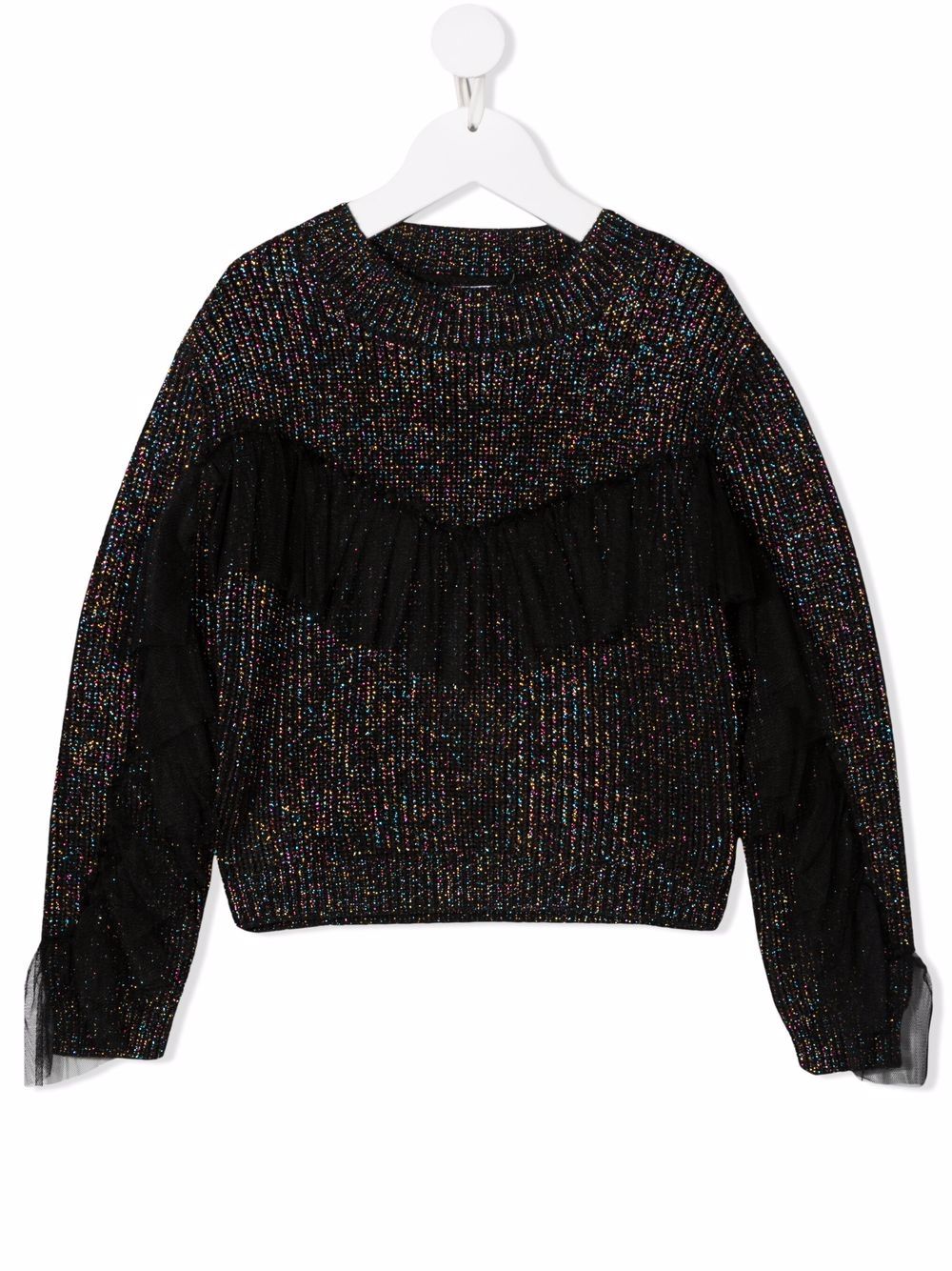 Metallic tulle-trimmed jumper - Black