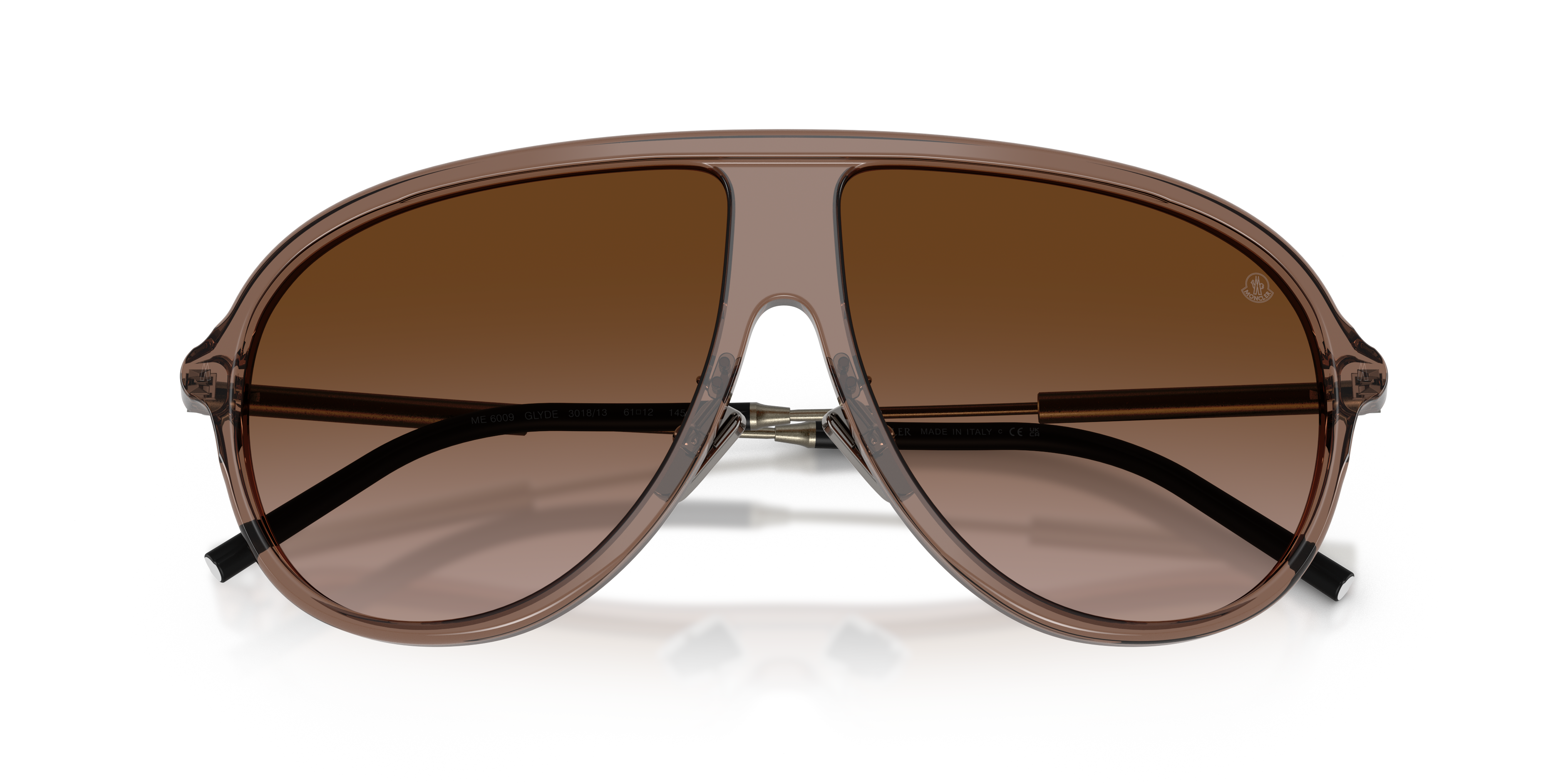 Moncler Unisex Moncler ME6009 GLYDE 301813 Gafas de sol Acetato Marrón Marrón Piloto Normal Matizado