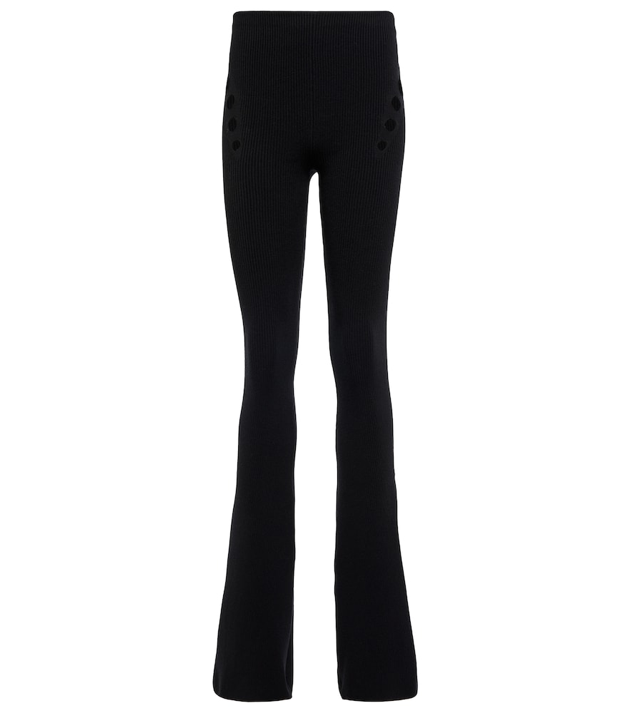 Cutout high-rise flared wool pants