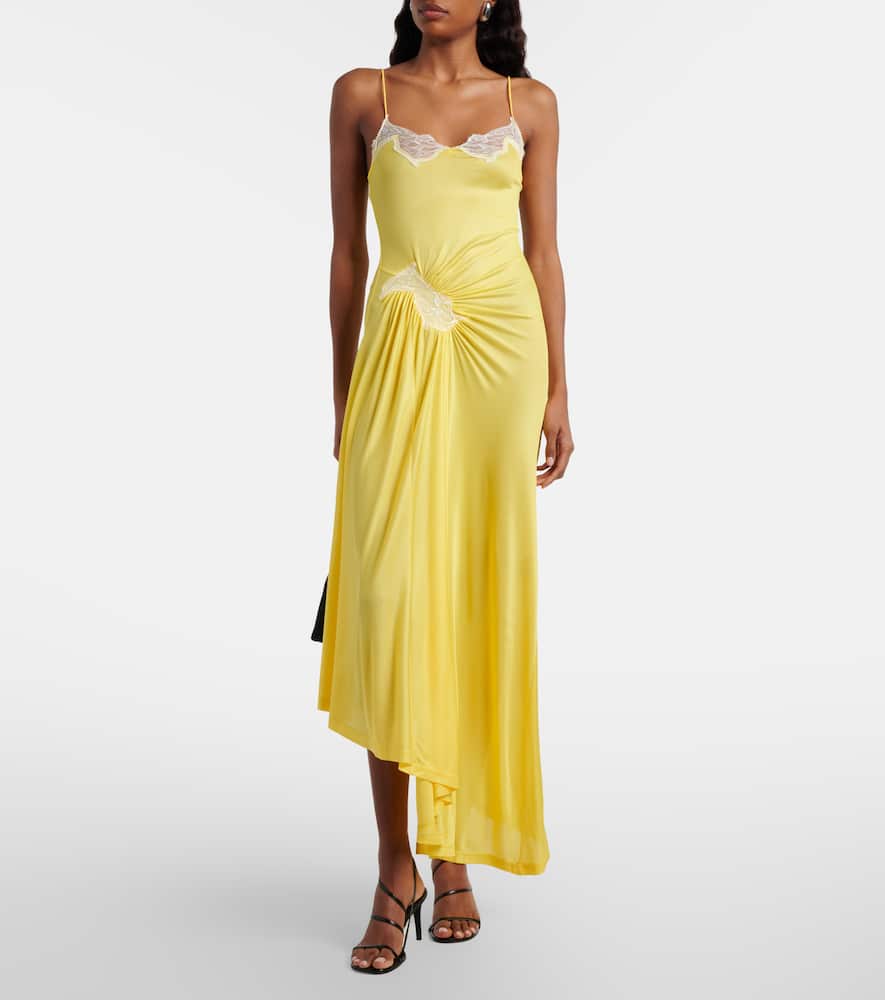 Cami lace-trimmed ribbed-knit cocktail dress