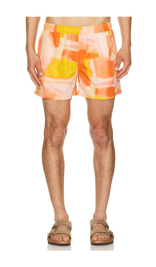 AUTO-REPLY 4 Printed Sebastian Swim Trunk in Relic Saltstone - Cream. S also in M, L, XL/1X