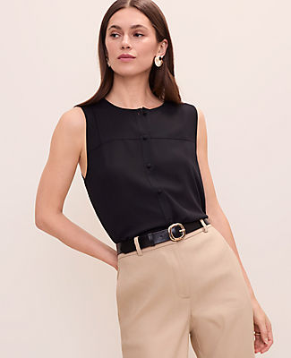Ann Taylor Mixed Media Button Down Top