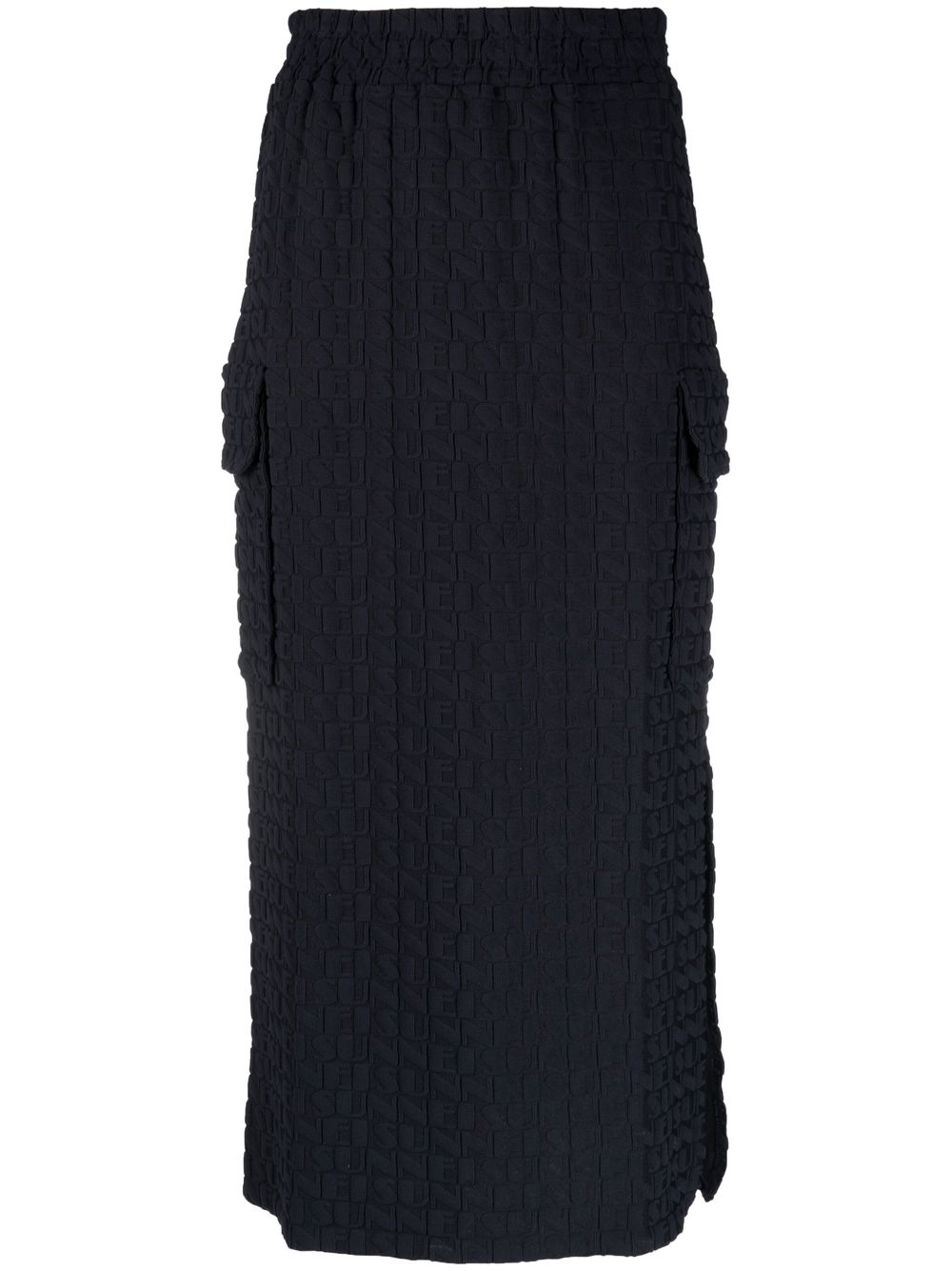 Embossed logo-print midi skirt - Green