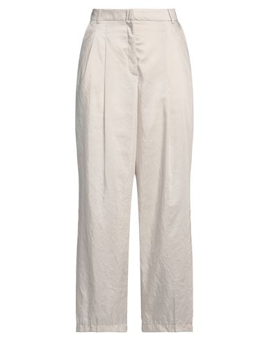 Woman Pants Light grey Size 12 Polyester