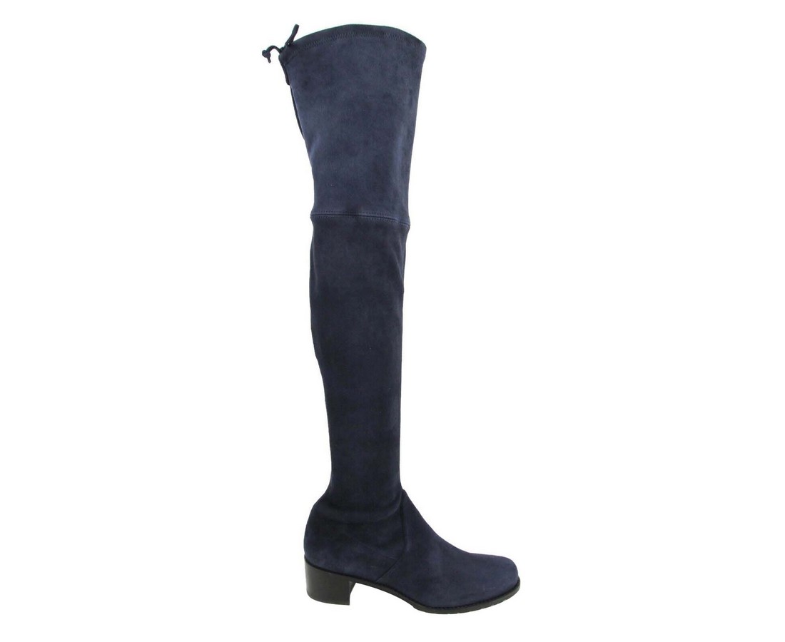 Stuart Weitzman Women's Midland Nice Blue Stretch Suede Knee High Boot 5