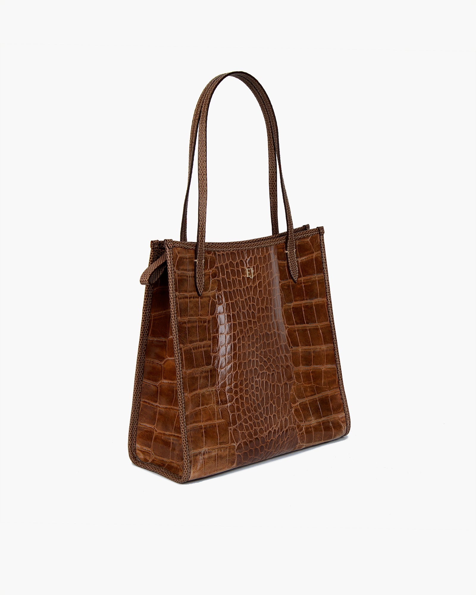 Baxter Embossed Leather Shoulder Bag for Women - Taupe, Zip Top Closure, Outer Pocket
