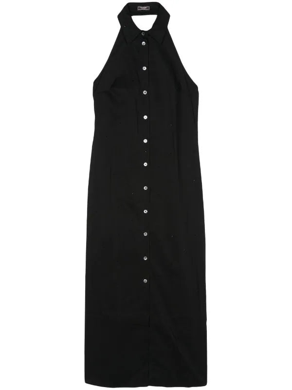 Rhinestone-Embellished Dress — Black