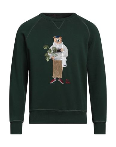 Man Sweatshirt Dark green Size M Cotton