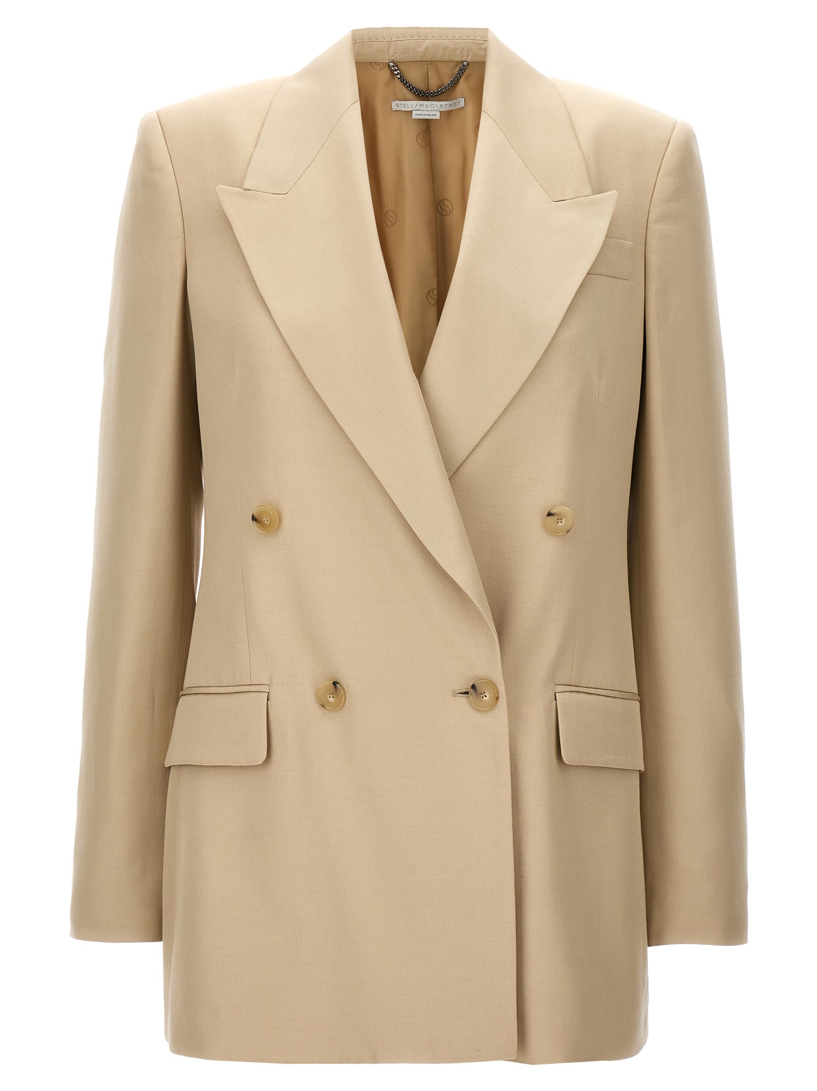 -Double-Breasted Blazer Blazer And Suits Beige-Donna