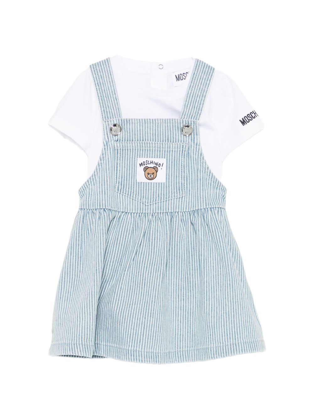 Girls' Mini Striped Pocket Detail Short Sleeve Round Neck Dress