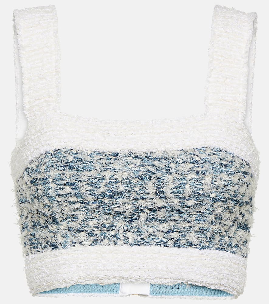 Tweed denim crop top