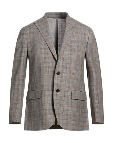 Man Blazer Taupe Size 38 Wool, Silk, Linen