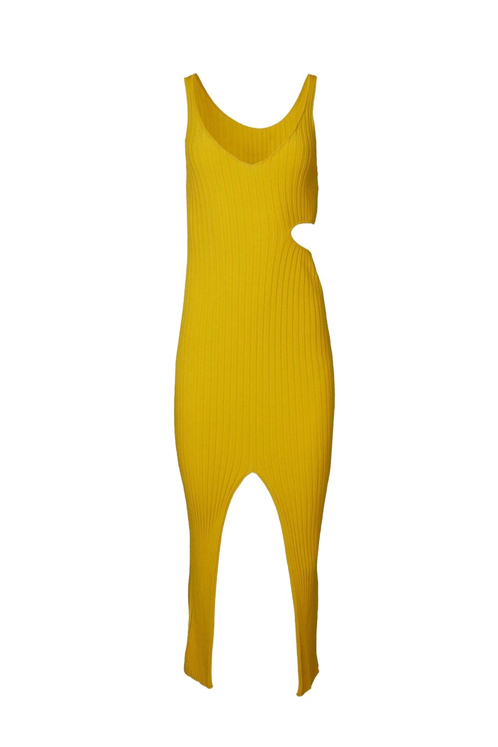 Knife Dress In Mustard
