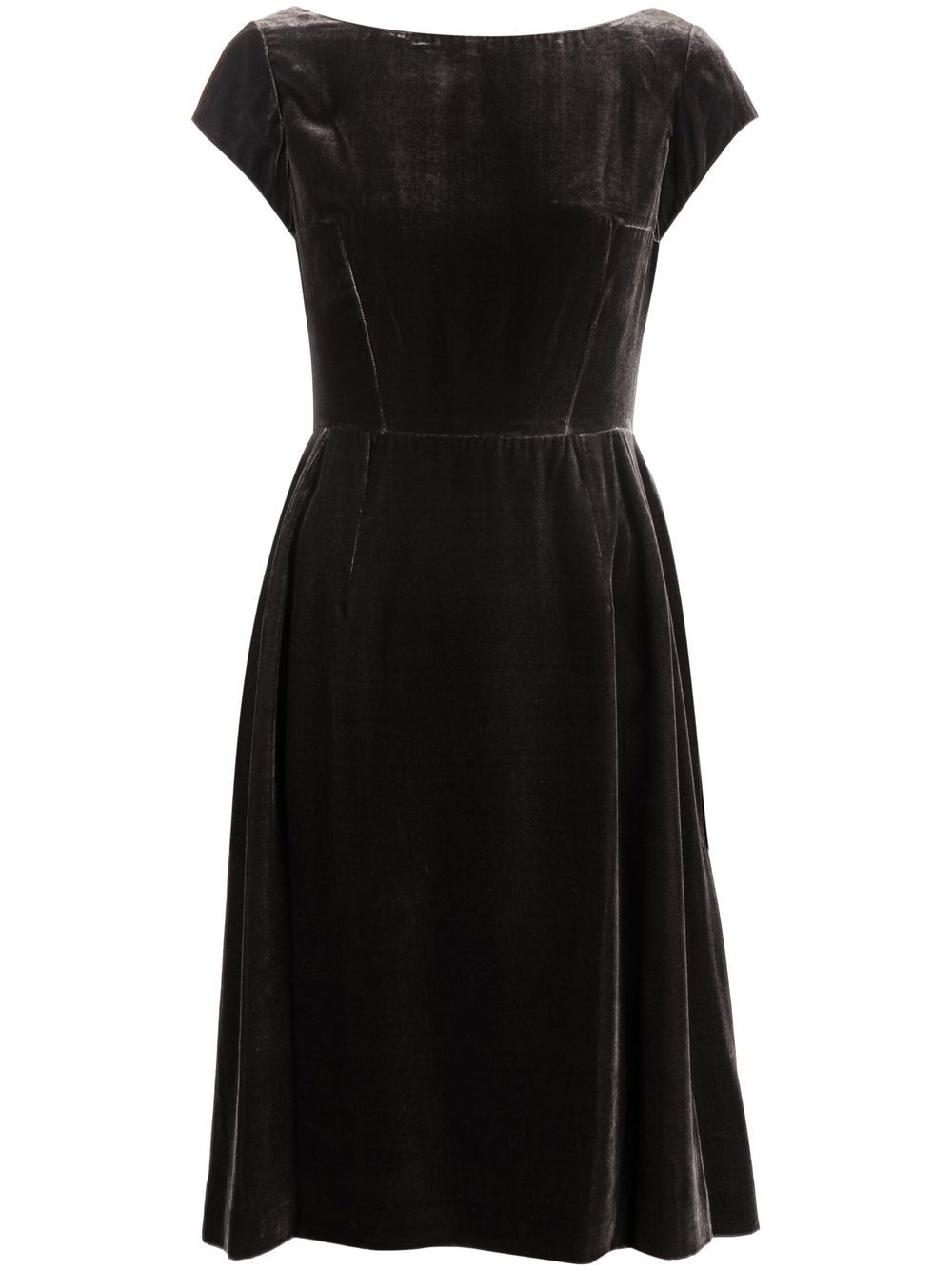 Cap-sleeve velvet-effect dress - Grey